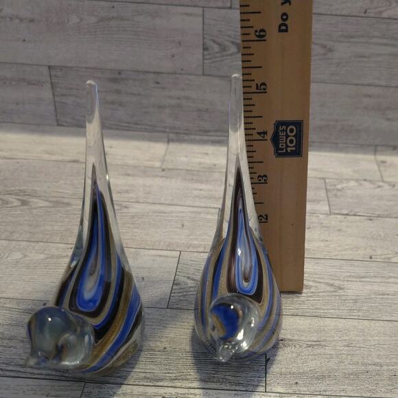 Art Glass Bird Paperweight Blue Brown and Gold Unsigned - Picture 9 of 9